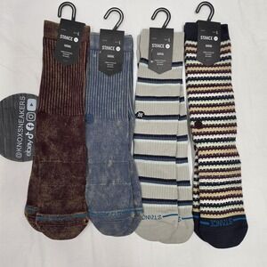 4 PACK Stance Combed Cotton Casual Socks, Mid-Cushion Crew Height LARGE (9-13)